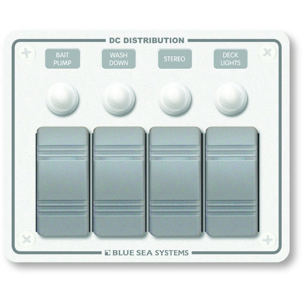 Blue Sea 8272 Water Resistant Panel  4 Position  White  Horizontal Mount 8272