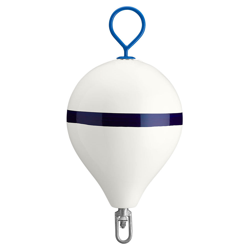 Polyform 17 CM Mooring Buoy wGalvanized Iron  White Blue Stripe CM3 WHITE WSTRIP
