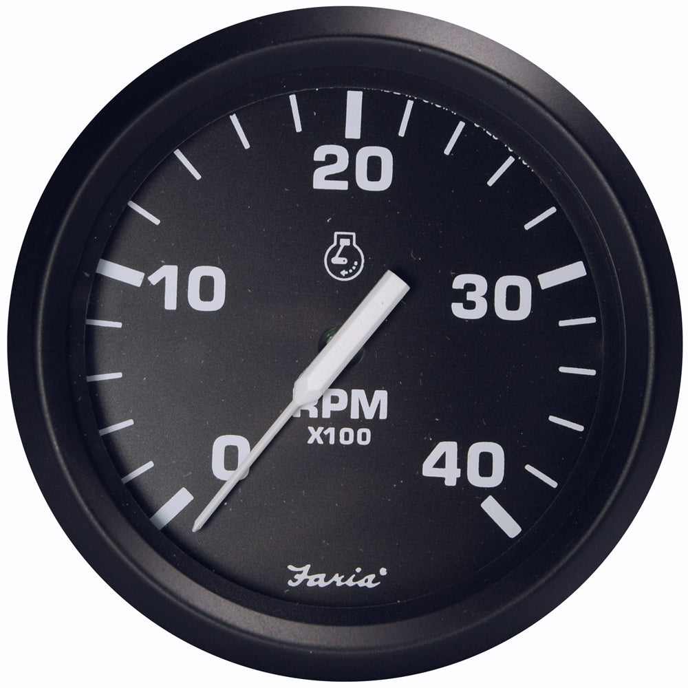 Faria Euro Black 4 Tachometer  4000 RPM Diesel  Magnetic PickUp 32803