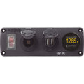 Blue Sea 4366 Water Resistant USB Accessory Panel  Circuit Breaker 12V Socket Dual USB Charger Mini Voltmeter 4366