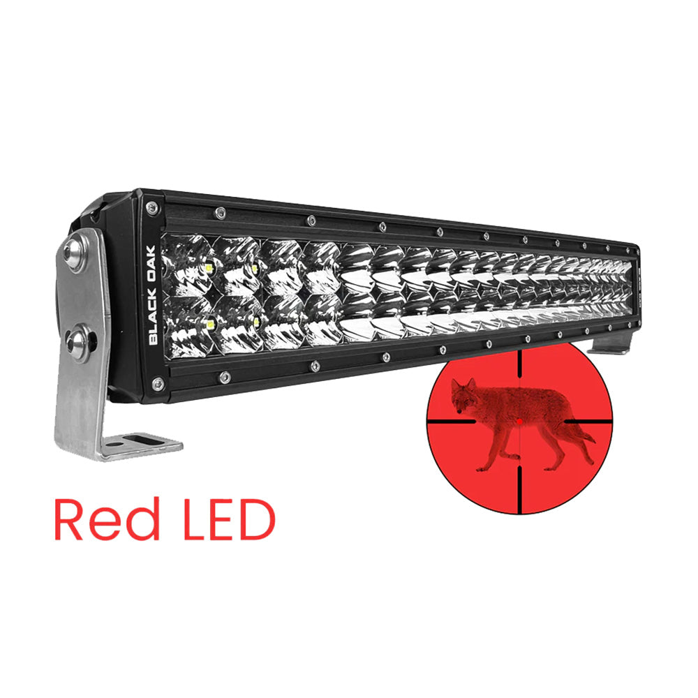 Black Oak 20 Curved Double Row Red LED Predator Hunting Light Bar  Combo Optics  Black Housing  Pro Series 30 20CRD3OS
